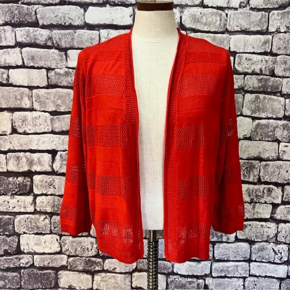 Charter Club Red 3/4 Sleeve Cardigan Sweater Size XL - Picture 1 of 9
